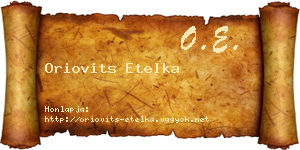 Oriovits Etelka névjegykártya